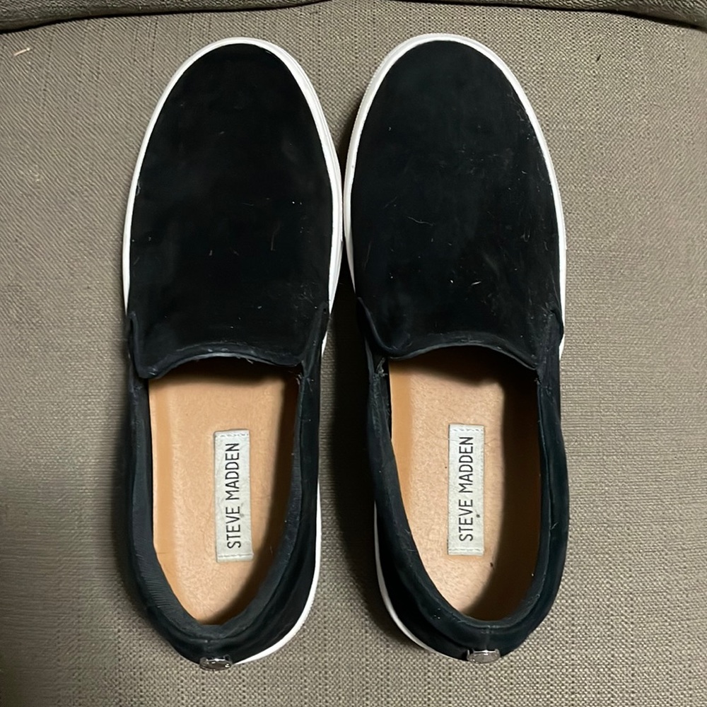 Rarely worn - black velvet slip ons. Super comfortable!